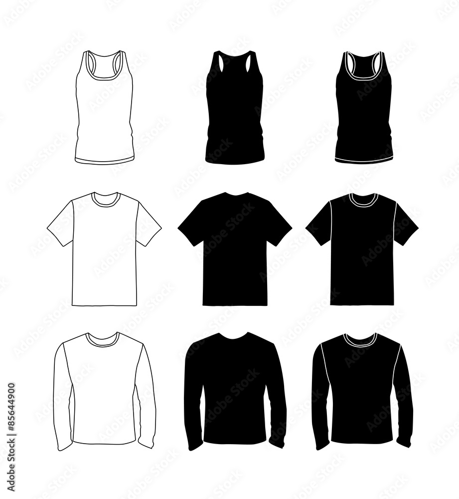 Wall mural Clothes template silhouette collection