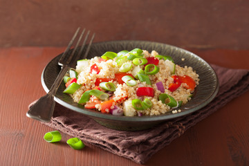 healthy quinoa salad with tomato cucumber onion chives
