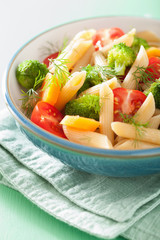 vegan pasta with broccoli tomato carrot