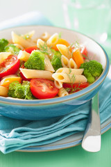 vegan pasta with broccoli tomato carrot