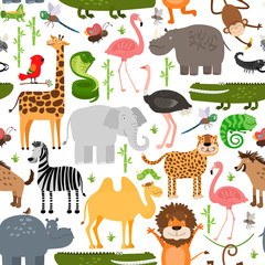Jungle animals seamless pattern