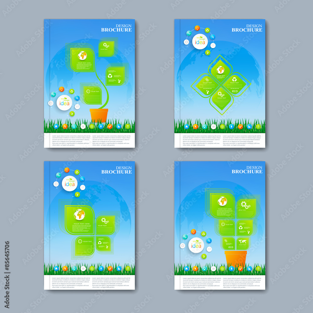 Poster modern vector set of brochures in the infographics style for