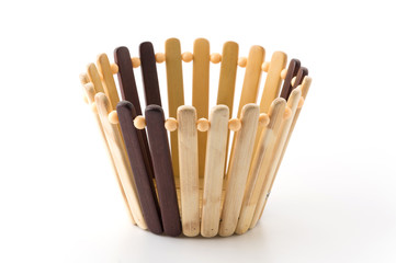 wood basket on white background