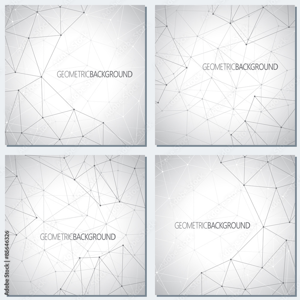 Poster collection geometric gray background molecule and communication
