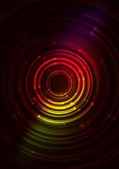 Abstract color glowing lines in dark space with stars and light