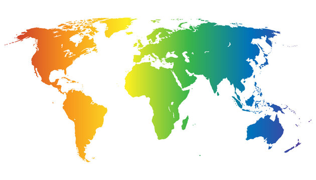 Weltkarte in Regenbogenfarben - Vektor