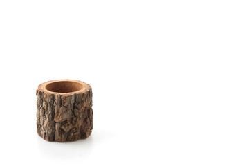 wood vase isolated on white background