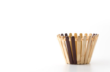 wood basket on white background
