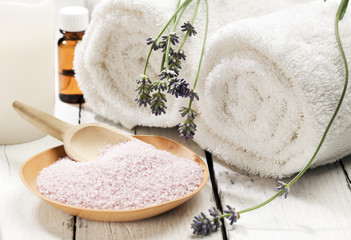 Lavender bath salt spa still-life