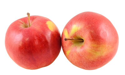 Red-yellow Jonathan apple, isolated, white background