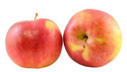 Red-yellow Jonathan apple, isolated, white background