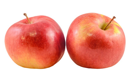 Red-yellow Jonathan apple, isolated, white background