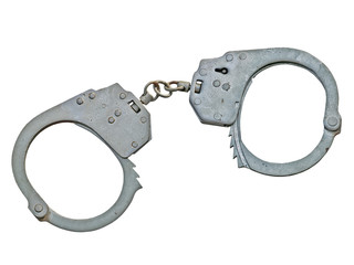 Handcuffs taken closeup.Isolated.