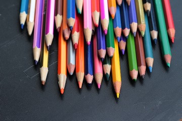 Colorful pencils - isolated on black background