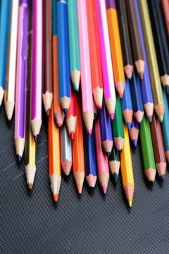 Colorful pencils - isolated on black background