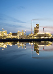 Oil refinery at night
