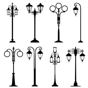 City street lanterns set