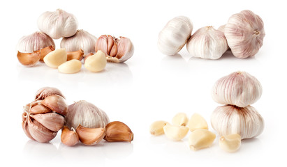 composite of fresh garlic  isolated on white background