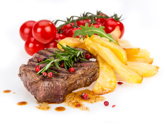 Beef steak on white background