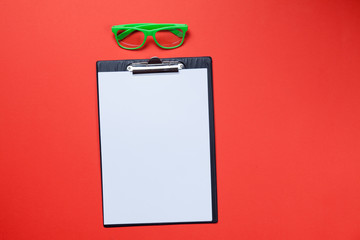 Glasses and business board