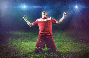 Fototapeta na wymiar Victorious Soccer Player