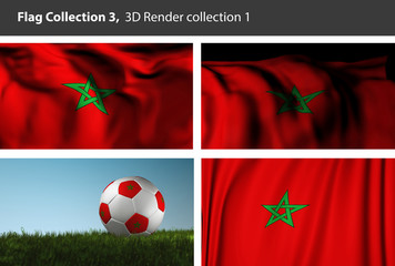 Morocco 3D Flag Collection, Moroccan Background, Soccer (3D Render Art)