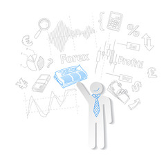 Forex trader and news symbol stock trading, vector