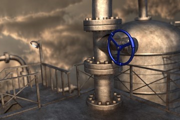 3d render of oil refinery