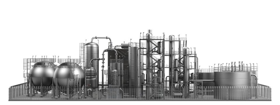 3d render of oil refinery