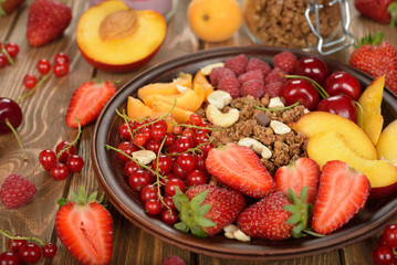 Granola with berries and fruit