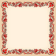 Vintage frame with traditional Hungarian floral motives