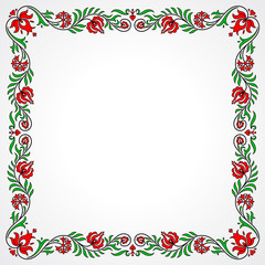 Empty frame with traditional Hungarian floral motives