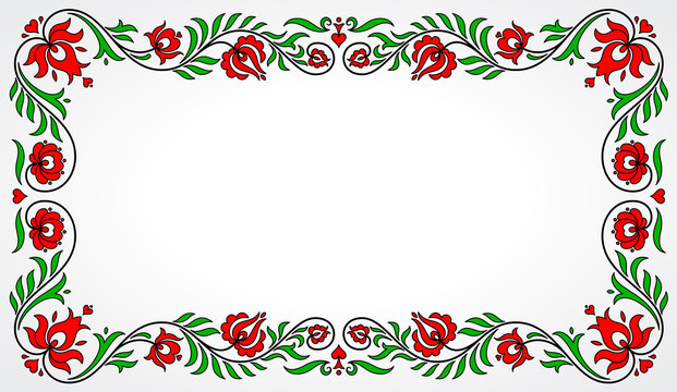 Empty frame with traditional Hungarian floral motives
