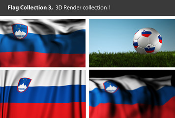 Slovenia 3D Flag, Slovenian Background, Soccer Ball (3D Render Art)