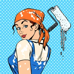 Poster Pop Art Concepteur de travaux de peinture de profession de peintre de fille