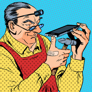 repairman phones smartphone humour mechanic engineer gadgets pro