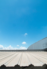 Obraz premium Architectural detail of metal roofing on commercial construction