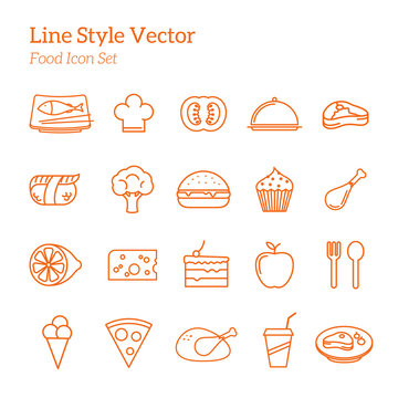 Line Style Vector Food Icon Set