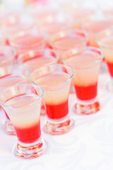 Raw of shot drinks