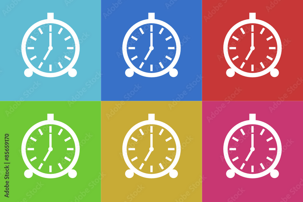 Poster alarm vector icons set original flat design for web and mobile app
