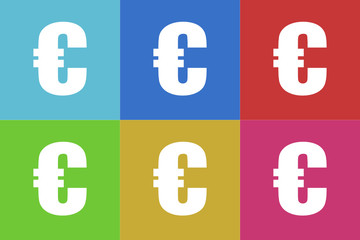 euro vector icons set original flat design for web and mobile app
