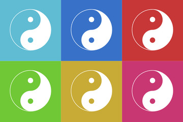 ying yang vector flat icons set