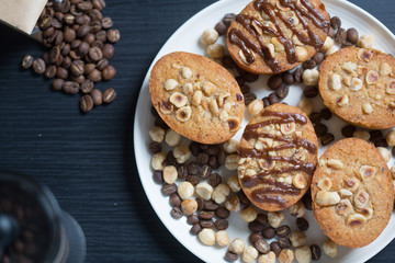 Plate of hazelnut and coffee cakes