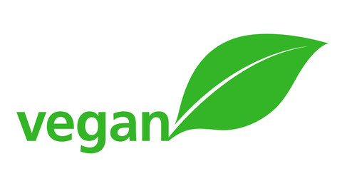 Vegan Logo with a single fresh green leaf
