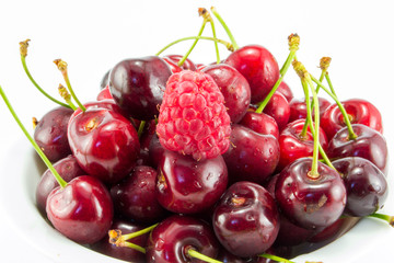 raspberries with cherries