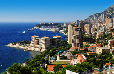 View of the city of Monaco. French Riviera