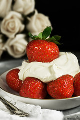 Macro Strawberries and Cream