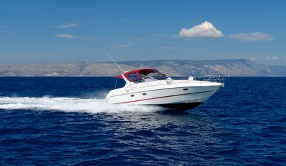 Abwaschbare Fototapete Wasser Motorsport Motor-Schnellboot
