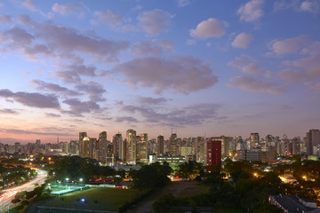 Fototapeta na wymiar Sao Paulo city at nightfall, Brazil