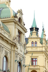 Fototapeta na wymiar Municipal House at the Republic Square in Prague. 